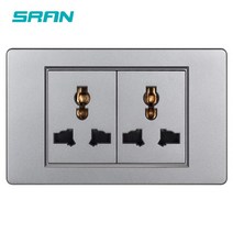 농업용굴삭기 미니굴삭기SRAN 더블 잭 전기 콘센트 PC 난연성 소재 패널 118*72mm 16A 250V 범용 3 홀 벽, 03 PC panel Gray