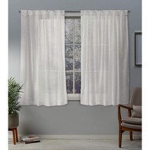 Exclusive Home Curtains 벨기에 시어 텍스처 리넨 룩 자카드 히든 탭 탑 패널 한 쌍 127.9 x 244.4 cm 눈송 113719 가성비