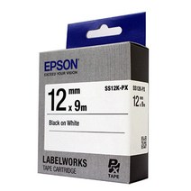 엡손 라벨테이프 SS12K-PX 12mm 8미터 흰색바탕 검정글씨 모든 엡손라벨프린터 사용가능, 24mm, 검정바탕흰색글씨