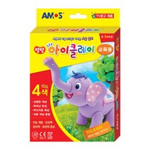 아모스 탱탱 아이클레이 10g x 4색, 흰색, 노랑, 빨강, 파랑, 1세트