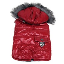 호텔도기 샤이니 파카 애견 패딩, Cranberry Red