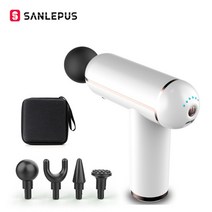 sanlepus 휴대용 마사지 건 lcd fascia gun electric muscle percussion massager for neck 바디 이완 통증 완화 요법, 가방이 달린 흰색 버튼, 협력사, C형 충전