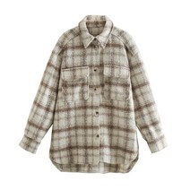 트위드 손담비 빈티지 여성 격자 무늬 셔츠 자켓 2020 가을 패션 숙녀 우아한 루스 코트 streetwear 오버 사이즈 아웃웨어 세련된 탑스 | 재킷