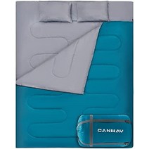 canway 침낭 2인용 방수 슈라프 슬리핑백 봉투형 캠프 연결 해체 가능 차중박 방재용 재해시 피난용 콤팩트, 새로운 모델 블루