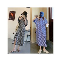 몰랑고 편하게입는 스트라이프 반팔원피스