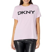 DKNY 여성용 스포츠 반소매 크루넥 로고 티셔츠 라일락 콤보