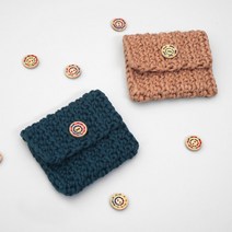 [바보사랑] 코바늘 키트 - 카드 지갑, 컬러(1볼):브라운멜란지, 상세 설명 참조