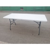 프리미엄 접이식 하프 테이블 화이트 화강암 6 피트, 03 154X70X74