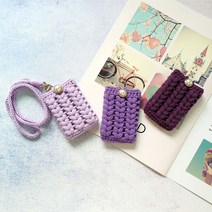 강이나나네 핸드메이드 보라 하트 뜨개 카드지갑