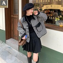 ANYOU 여 봄 가을 코디 한류 작은 키 숏 가죽자켓솜을 넣어 두껍게 하다