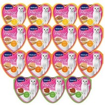 비타크래프트 포에시 하트캔 고양이 주식캔 85g 콤보팩 치킨&야채 4p + 칠면조&치즈소스 4p + 오리&에그 4p + 치킨&캣그라스 3p, 혼합맛, 15개