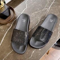 국내제작 비즈 포인트 원스트랩 통굽 키높이 슬리퍼 4.5cm