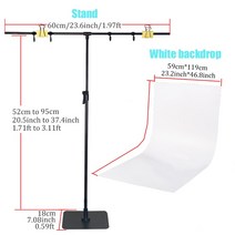 BFOLLOW T자형 스탠드 PVC 배경 키트 제품 사진 촬영용 화이트 블랙 브래킷 스튜디오 세트, 04 60cm Stand White