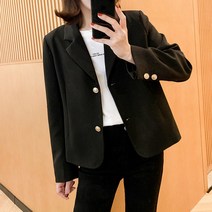 투버튼 여성 데일리 캐주얼 자켓 베이직 숏 아우터