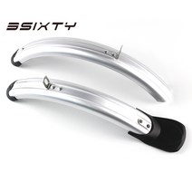 Brompton 자전거 용 3SIXTY 자전거 펜더 Q 랙 블랙이있는 전면 및 후면 머드 가드 펜더 키트, 실버 머드 가드 키트