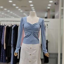 레니본 앞중심셔링스퀘어넥티셔츠(RE41C3LT710VSB)