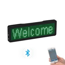LED전광판 LED간판 홍보용 블루투스 LED 이름 DIY 프로그래밍 가능한 스크롤링 메시지 보드 다국어 미니 태그 패턴 디스플레이 파티 미팅용, 10.new green