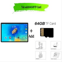 대화면 태블릿2.5D 유리 10 인치 4G 모바일 Sim 카드 전화 태블릿 안드로이드 9.0 Pc 2GB 옥타 코어 구글, 03 분홍색, 03 Tab add 64GB TF Card