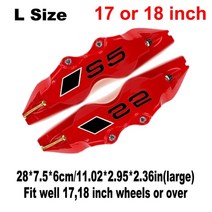 캘리퍼커버 자동차 브레이크 바퀴 휠 패드 디스크 로터 스 스티커 audi a5 s5 b9 b8 rs5 s 라인 a6 c7 프론트 리어 타이어 액세서리, 2pcs L 사이즈 블랙