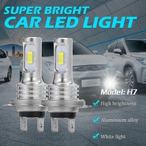 H7 H4 Led 자동차 안개등 전구 H1 H8 H9 H11 9005 9006 슈퍼 브라이트 CSP 미니 헤드 라이트 DRL 램프 키트 하이 로우 빔 6000K 12V 2 개, [01] 12000K Ice Blue, [08] H7
