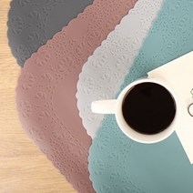 시둥마켓 +[시둥마켓]+_ 테이블매트 식탁매트세트 북유럽패턴 테이블매트세트 라탄매트, 실리콘 식탁 매트 레이스 테이블 식탁보 열탕, 다크그레이