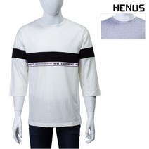 헨어스 헨어스 공용 7부 배색 프린트 티셔츠_HTD602