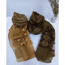 천연염색 꽃무늬 실크 머플러