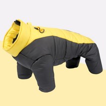 보더콜리 패딩 대형견 강아지 배색 겨울옷 빅사이즈, 옐로우