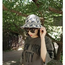 앞머리 사선 배색 밀집 여름 벙거지n620