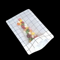 화이트 체크창 지퍼스탠드 봉투 20X28cm 밑10cm 100매, 단품, 상세페이지 참조