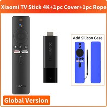 셋탑박스 OTT셋톱박스 xiaomi mi tv stick 4k global version 2gb ram 8gb rom android tv 11 quad core netflix, 우리 플러그, 파란색 덮개 추가
