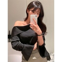 원피스대여 드레스 우아한 사무실 레이디 원숄더 와일드 여성 블라우스 셔츠 스타일 봄 여름 콜드 탑