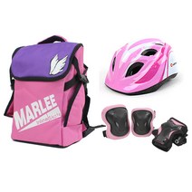 K2 마리 핑크 아동 인라인 보호장구 세트 / 인라인 가방 헬멧 보호대, 헬멧_블랙/가방_블루:보호대_블랙_S