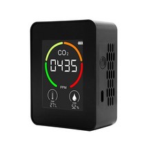 휴대용 이산화탄소 검출기 TVOC 대기질 모니터 3-in-1 CO2 온도 습도 측정기 LCD 디스플레이 포함, 01 Black