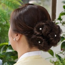 살롱드메리 수국 진주 한복 볼륨 올림머리 가발 집게핀, 와인, 1개