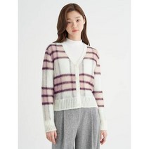 [빈폴레이디스] 아이보리 모헤어 블렌드 V넥 체크 쇼트 카디건 (BF295AU040)