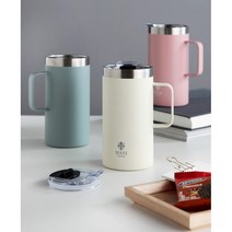 마시피렌체 보온보냉 스텐 텀블러 이중구조 여름 파스텔 사무실 손잡이텀블러600ml, 블루그레이