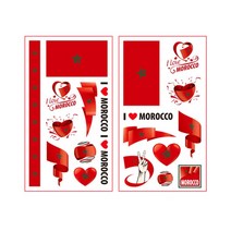 축구공 국기 문신 스티커 방수 임시 카타르 축구 팬 파티 일회용 가방 플래그 로고, [29] Morocco, 1개