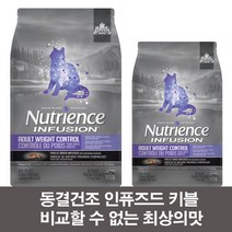 뉴트리언스 인퓨전 웨이트컨트롤 캣 체중조절 다이어트 고양이사료 2.27kg 5kg (집사간식 프링글스 미니 53g 증정)