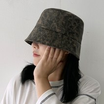 빈티지 레더 크랙 버킷햇 벙거지모자 가을 겨울
