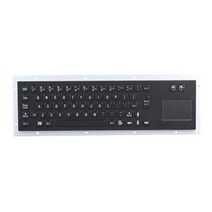 [해외] 방수 USB 표준 블랙 스테인레스 스틸 산업용 금속 키오스크 키보드 내장 마우스 터치 패드, Russian Layout, PS2 Interface