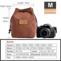 럭셔리 벨벳 양털 DSLR 카메라 가방 렌즈 파우치 삼성 NX NX1 NX5 NX20 NX30 NX100 NX200 NX210 NX3300 NX300M NX500, 카메라 가방 브라운 M
