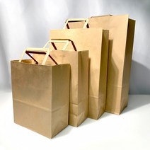 27리빙 튼튼한 크라프트 쇼핑백 소 선물 도시락 미니 무지 종이가방, 대 200개