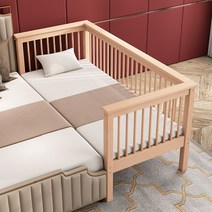원목아기침대 유아 어린이 보조침대 확장형 분리가능, 3면 난간 사다리 200x60x40
