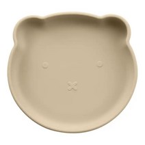 하비하비 유아 이유식 실리콘 곰돌이 흡착식판, 하비 곰돌이흡착플레이트(밀크베이지), 1개
