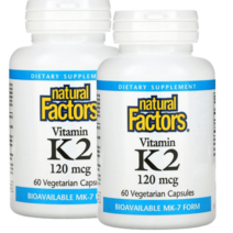 1+1 Natural Factors 비타민K2 120mcg 베지캡슐 60정 2통
