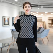 모슬린 엄마옷 기모 체크 반폴라티셔츠 ETP112140 마담 미시옷 중년여성의류 빅사이즈 50대 60대여성옷