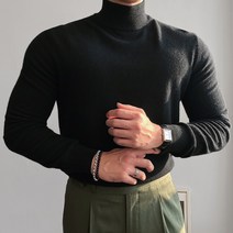 남자 울 캐시미어 모크넥 반폴라 니트