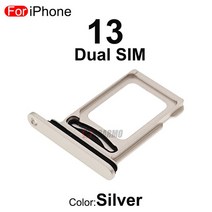 유심트레이 5 개/몫 아이폰 호환 13 SIM 카드 트레이 홀더 슬롯 서랍 교체 부품 블랙 실버 핑크 블루 레드 그린, [08] 5x Dual SIMSilver