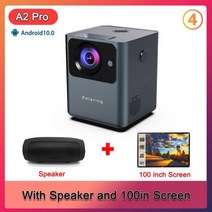 Polaring A2pro 디지털 프로젝터 1080P 4D 키스톤 안드로이드 시스템 5GWIFI 비디오 프로젝터 180ANSI 9000Lumes 홈 캠핑 프로젝터, Speaker and Screen+미국 플러그